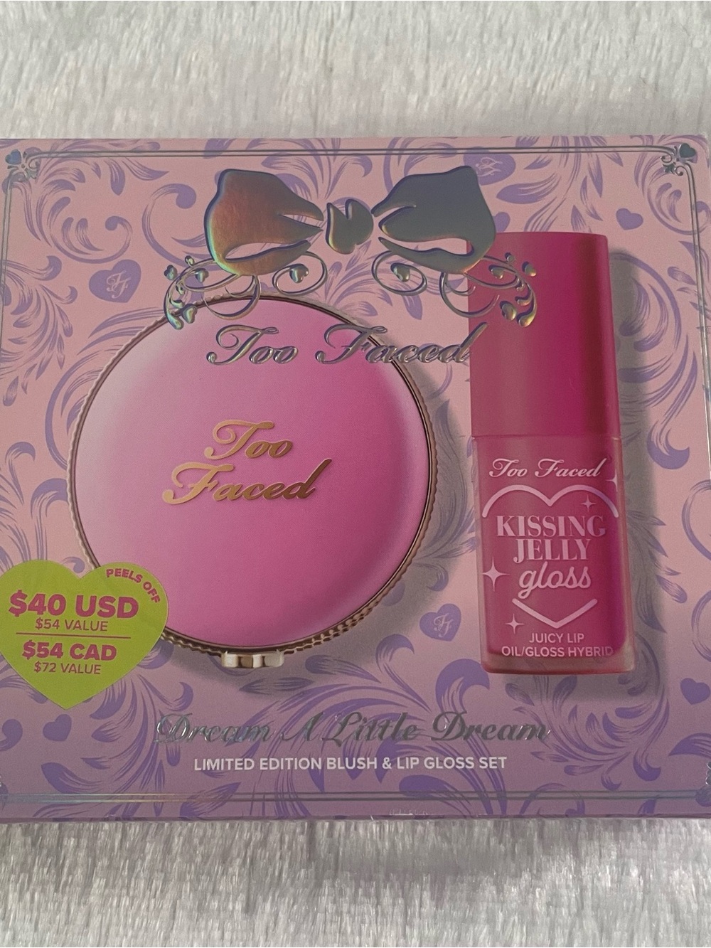 Too Faced Pink Blush Compact & Pink Kissing Jelly Gloss Set